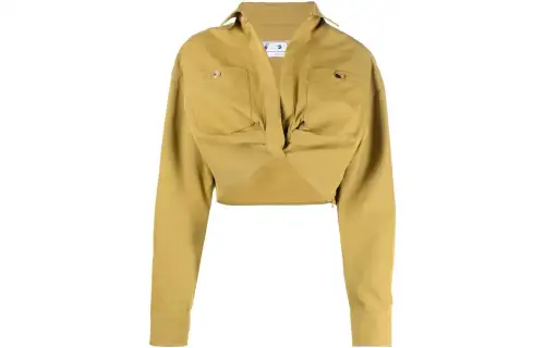 OFF-WHITE twist-front cropped cargo shirt