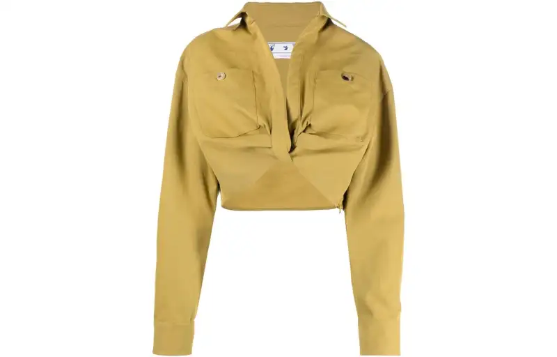 OFF-WHITE twist-front cropped cargo shirt