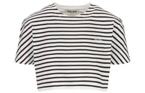 【Previous Season】logo-print striped cropped T-shirt