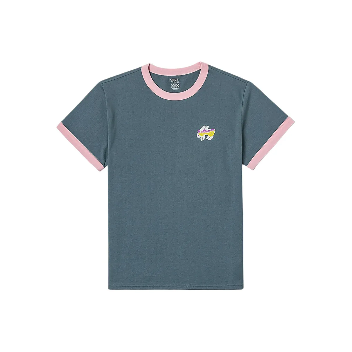 Vans T-Shirts Women's Gray Blue Crew Neck Moderate Straight Fit