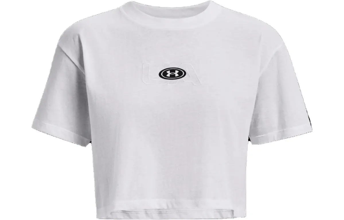 Under Armour Crop Tops Women's White Crew Neck Moderate