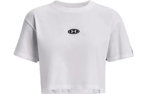 Under Armour Crop Tops Women's White Crew Neck Moderate
