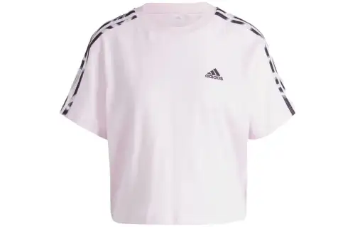 Adidas Originals T Shirts Women's Pink Crew Neck Moderate Straight Fit