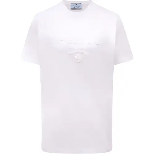 PRADA T Shirts Women's White Crew Neck Moderate Straight Fit