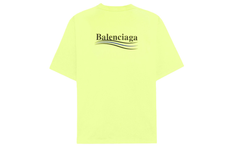 Женская футболка Balenciaga Political Campaign (флуоресцентно-желтая) — фото 1