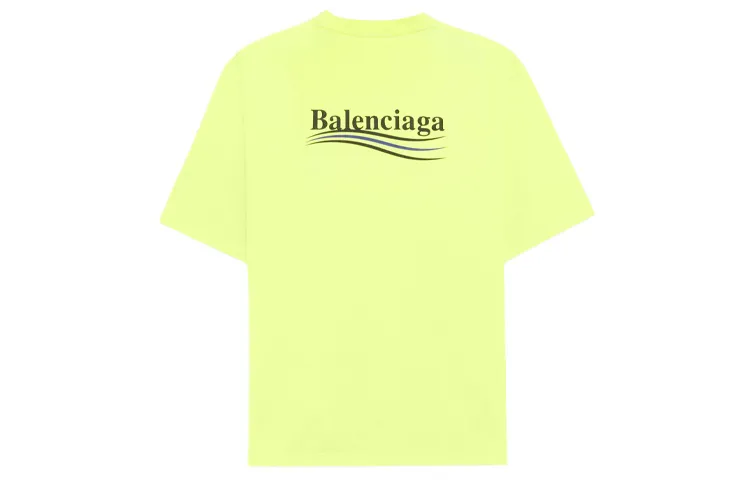 Balenciaga Drop Shoulder Sleeve T Shirt Women's Neon Yellow