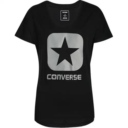 Converse Drop Shoulder Sleeve T Shirt Women's Black