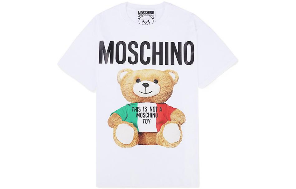 MOSCHINO Moschino Teddy Bear Cartoon Print Cotton Pullover Short Sleeve T-Shirt Women's White