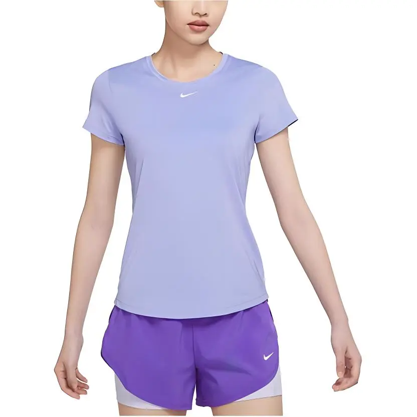 Nike T-Shirts Women's Purple Crew Neck Moderate Straight Fit