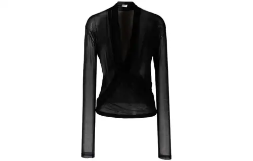 SAINT LAURENT T Shirts Women's Black V Neck Thin Straight Fit