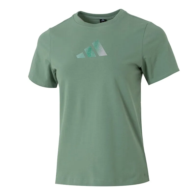 Adidas T-Shirts Women's Green Crew Neck Moderate