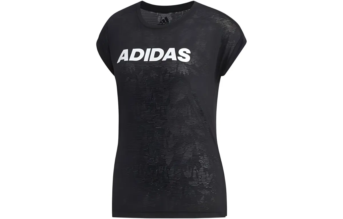 Adidas T-Shirts Women's Black Crew Neck Moderate Straight Fit