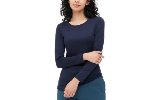 UNIQLO T Shirts Women's Navy Blue Crew Neck Moderate Straight Fit