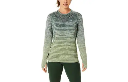 ASICS T Shirts Women's Cedar Green Crew Neck Moderate Other