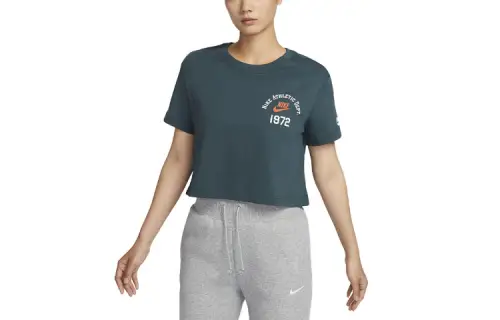 Nike Drop Shoulder Sleeve T Shirt Women's Dark Jungle Green