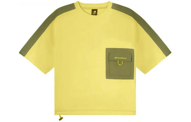 New Balance T-Shirts Women's Yellow Crew Neck Moderate Straight Fit