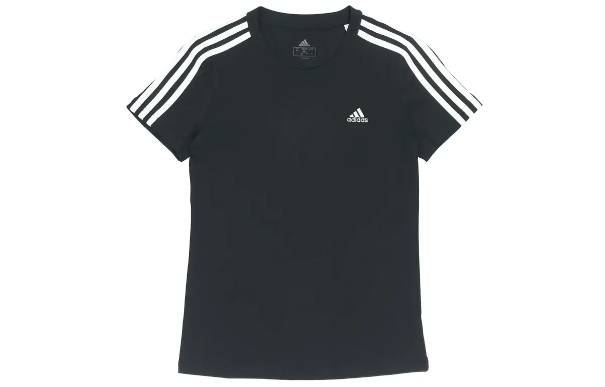 adidas Women's Essentials Slim 3-Stripes Tee Black