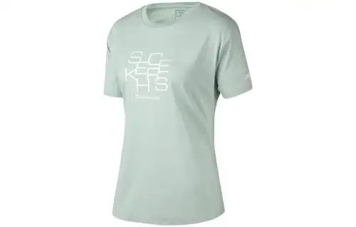 Skechers Sports Collection T Shirts Women's Green Crew Neck Moderate Straight Fit
