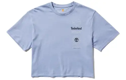 Timberland Crop Tops Women's Blue Purple Gray Crew Neck Moderate