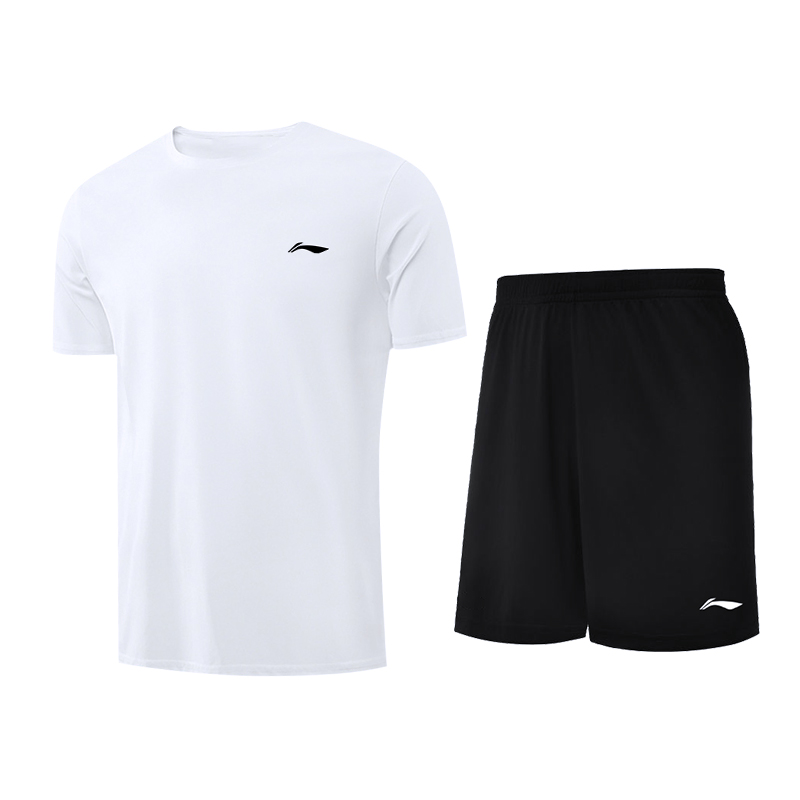Li Ning Summer Casual Sportswear Unisex Two Piece Set White+Black