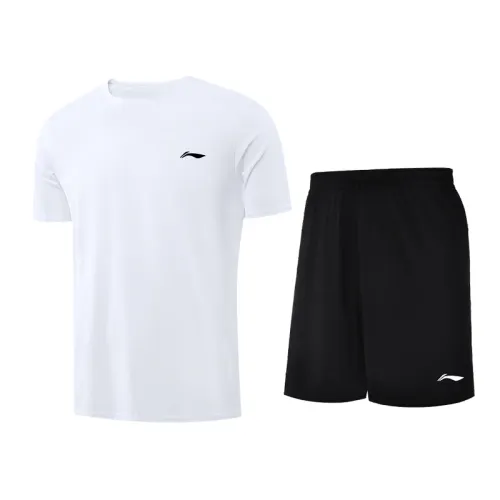 Li Ning Summer Casual Sportswear Unisex Two Piece Set White+Black