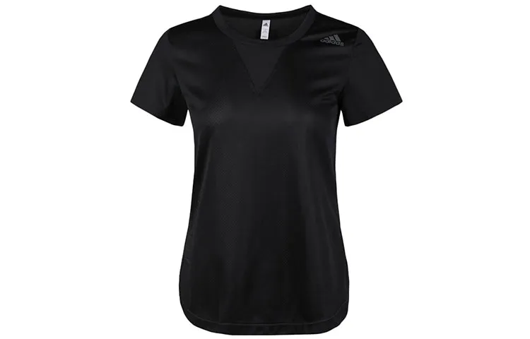 Adidas T-Shirts Women's Black Crew Neck Moderate Nipped-in Waist