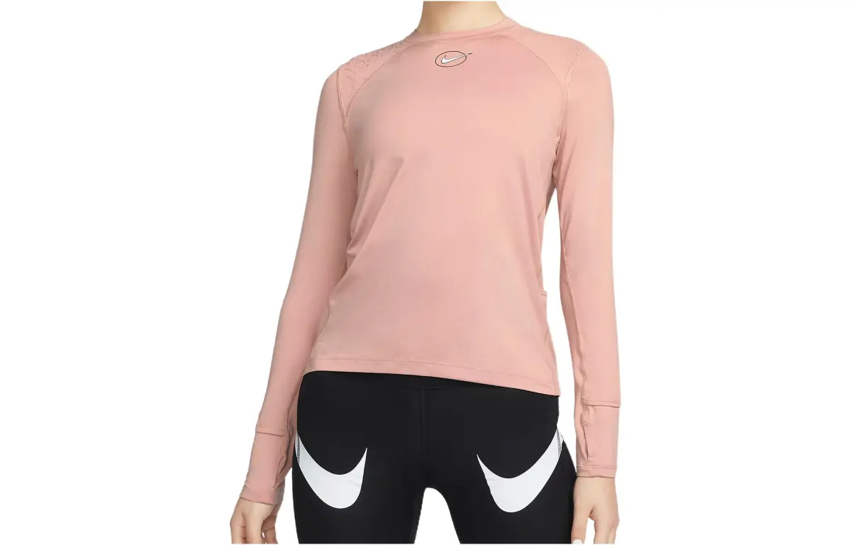 Nike T-Shirts Women's Pink Crew Neck Moderate Straight Fit