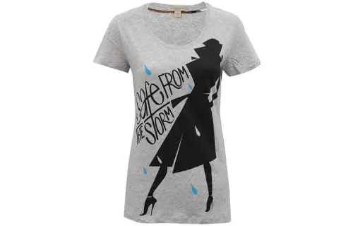 Burberry T Shirts Women's Gray Crew Neck Moderate