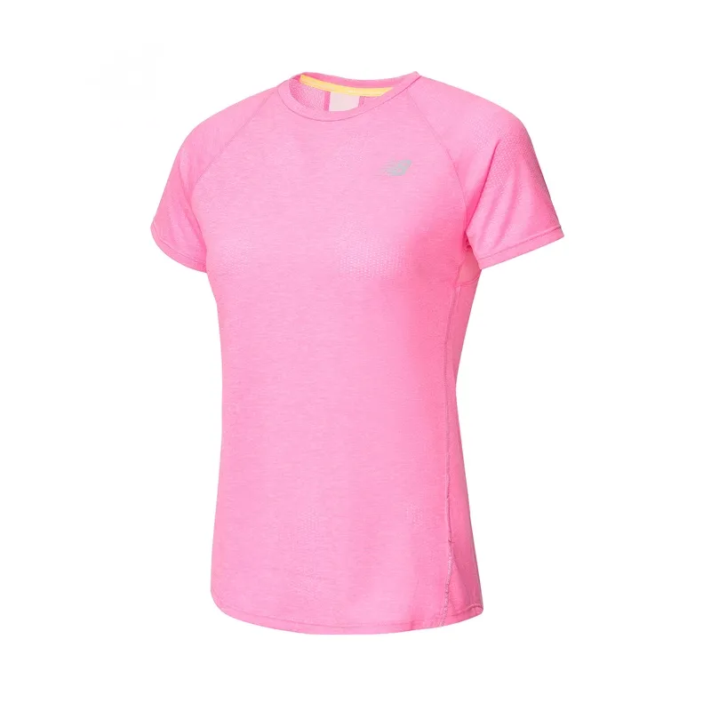 New Balance T-Shirts Women's Pink Crew Neck Moderate Straight Fit