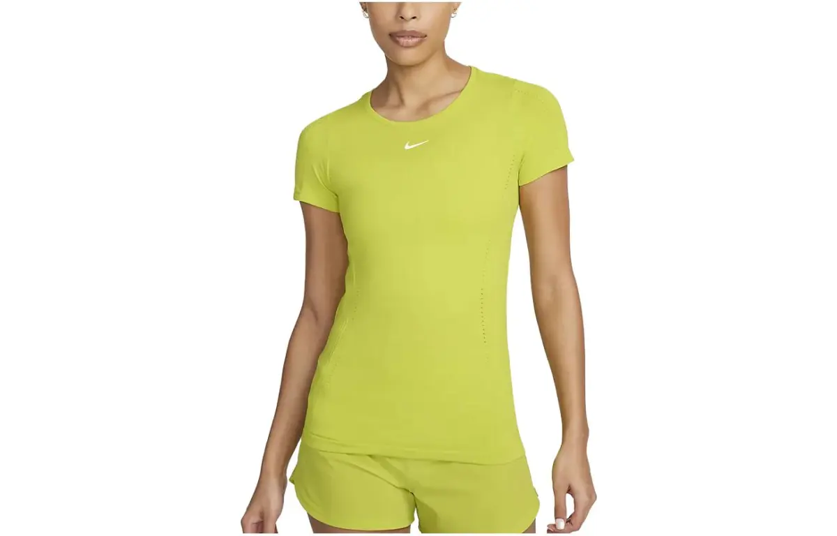 Nike T-Shirts Women's Cactus Green Crew Neck Moderate Straight Fit