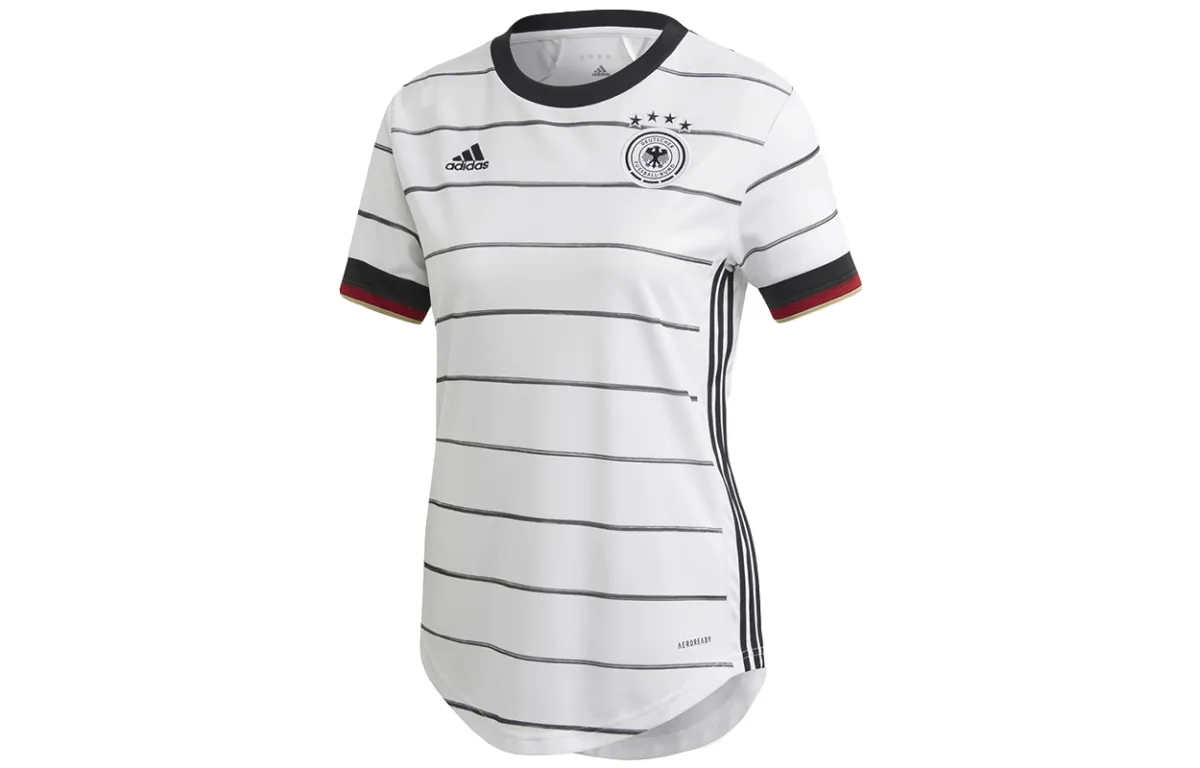 Adidas Germany T-Shirts Women's White Crew Neck Moderate Straight Fit