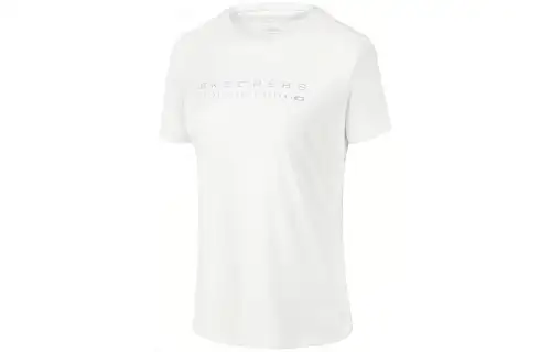 Skechers T Shirts Women's Bright White/0019 Crew Neck Moderate Straight Fit