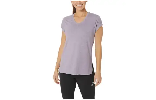 ASICS T Shirts Women's Purple V Neck Moderate Straight Fit