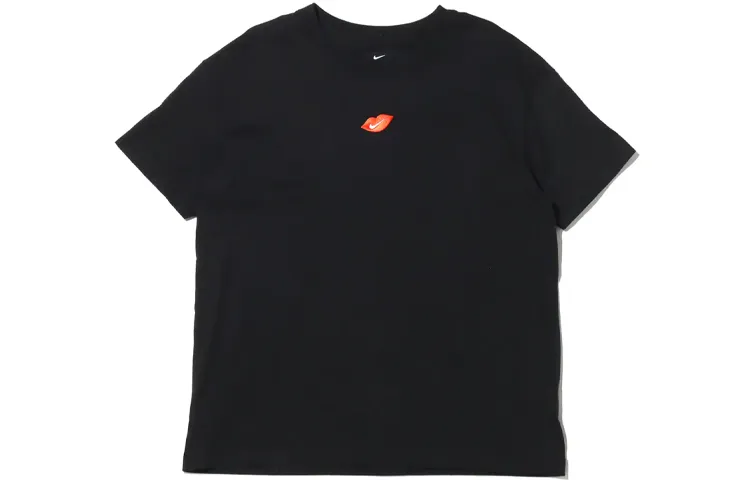 Nike T-Shirts Women's Black Crew Neck Moderate Straight Fit