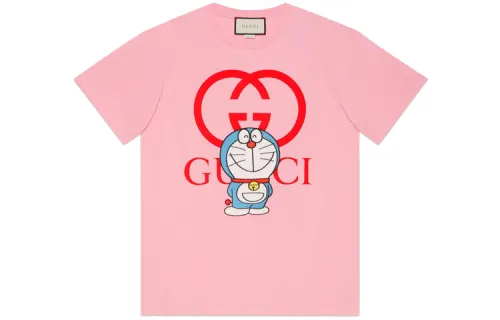 GUCCI X Doraemon T Shirts Women's Pink Crew Neck Moderate Other