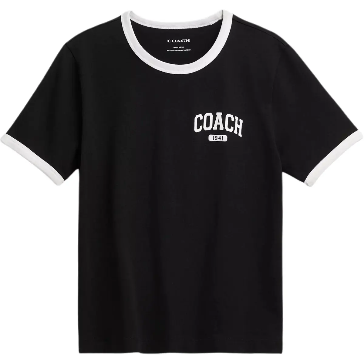 COACH SS25 Crew Neck Color Block Trim Short Sleeved Regular T Shirt Women's Black