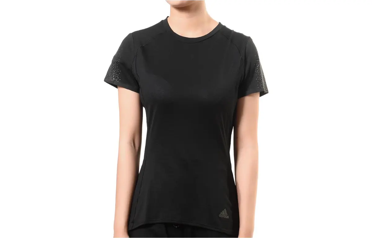 Adidas T-Shirts Women's Black Crew Neck Moderate Straight Fit