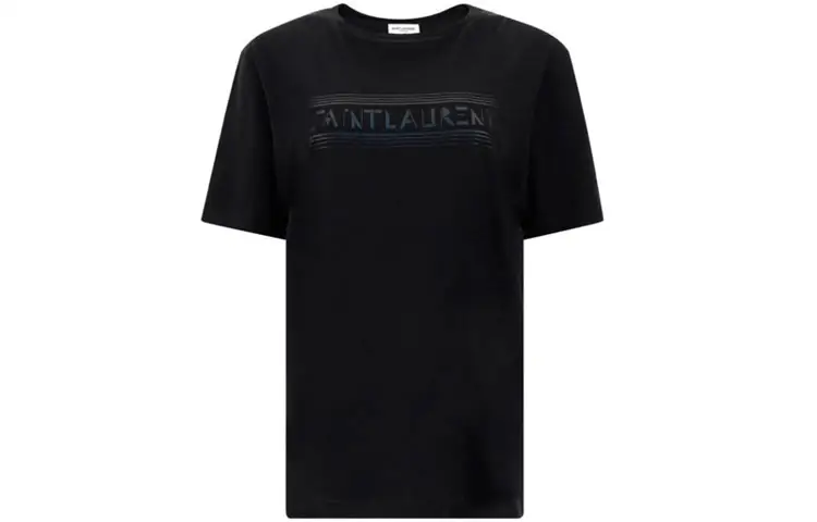 SAINT LAURENT Drop Shoulder Sleeve T Shirt Women's Black