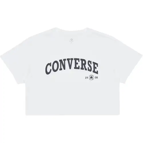 Converse T Shirts Women's White Crew Neck Moderate Straight Fit