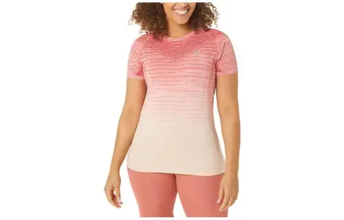 ASICS T Shirts Women's Light Apricot Crew Neck Moderate Straight Fit