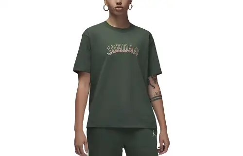 Jordan Drop Shoulder Sleeve T Shirt Women's Green