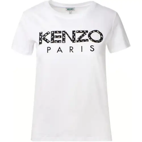 KENZO Letter Logo T Shirts Women's White Crew Neck Moderate