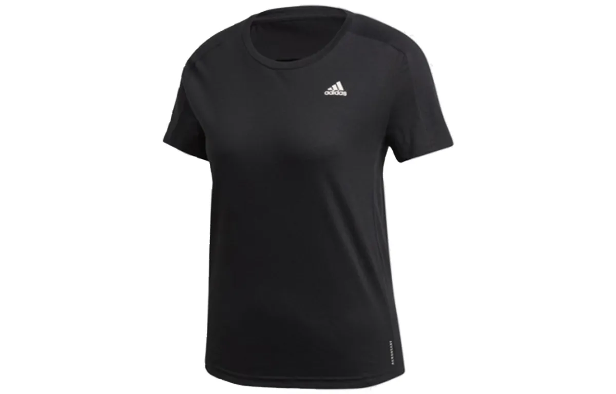 Adidas T-Shirts Women's Black Crew Neck Moderate Straight Fit