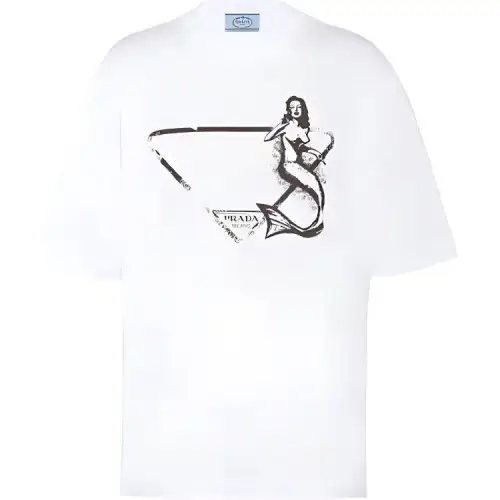 Prada mermaid-print jersey T-shirt