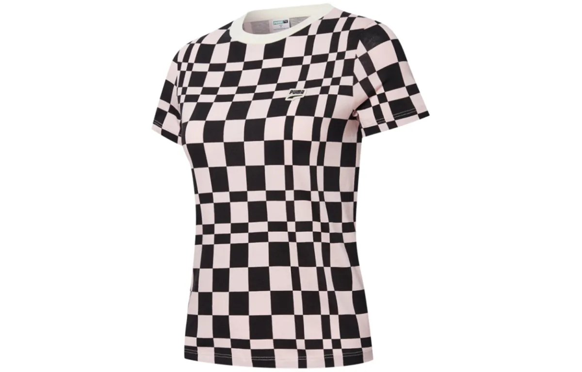 PUMA T-Shirts Women's Pink Crew Neck Moderate Straight Fit