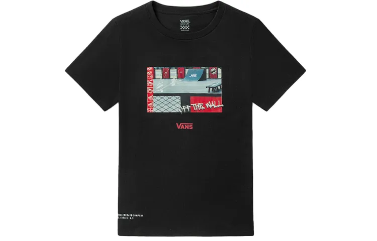 Vans T-Shirts Women's Black Crew Neck Moderate Straight Fit