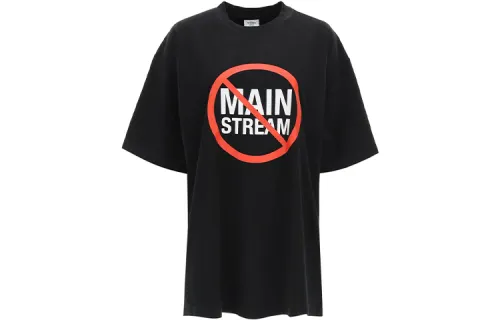 Vetements T Shirts Women's Black Crew Neck Moderate Straight Fit