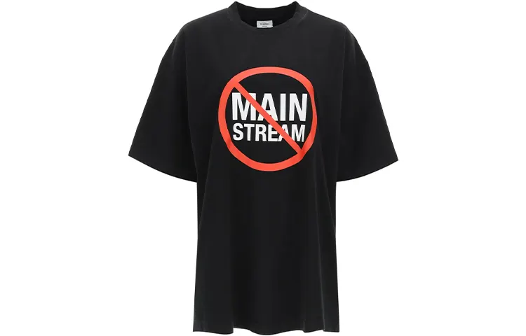 Vetements T Shirts Women's Black Crew Neck Moderate Straight Fit