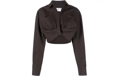OFF WHITE Long Sleeved Cropped Top