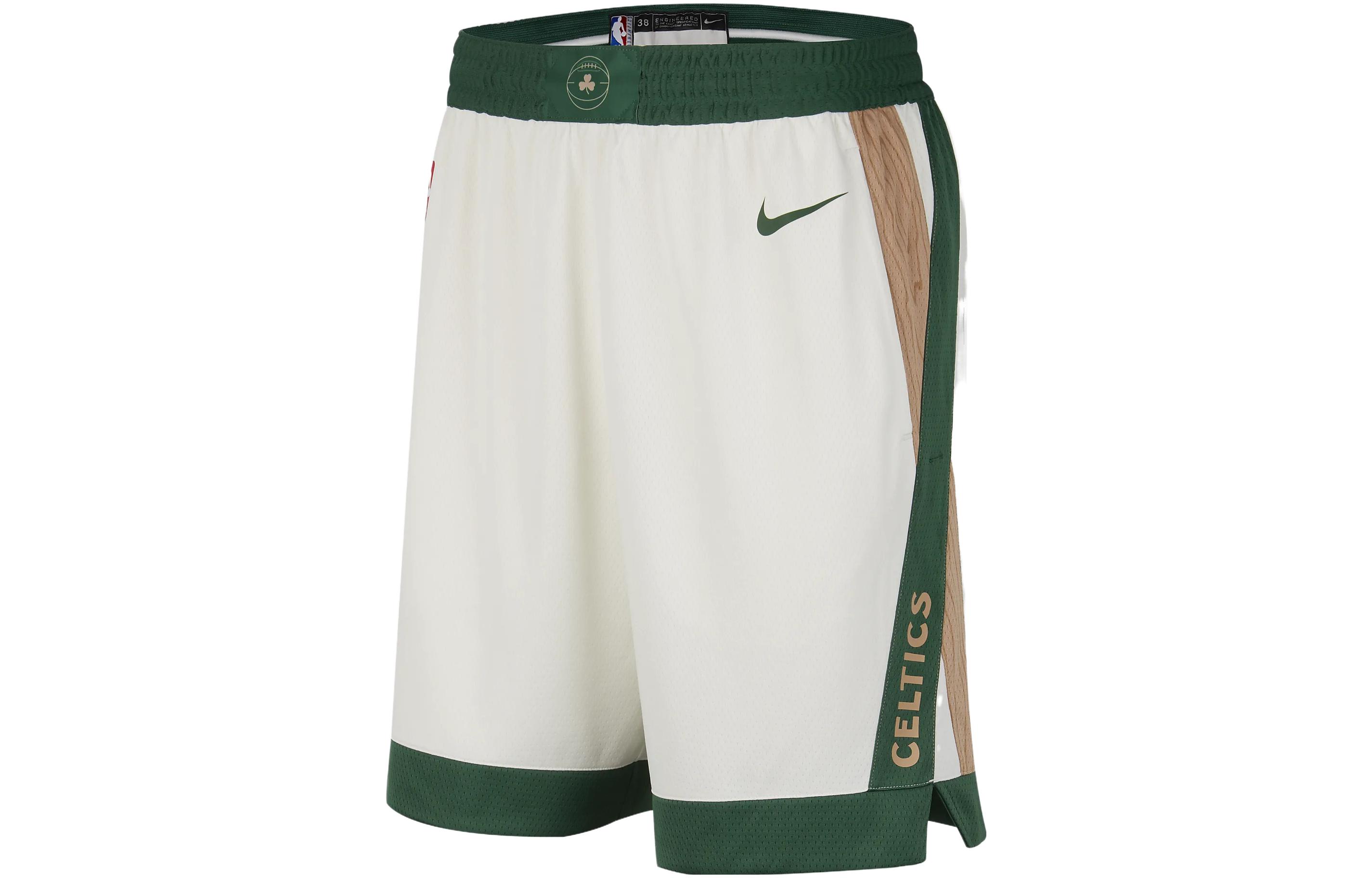 Nike Boston Celtics 2023/24 City Edition Boston Celtics City Edition 2023/24 Season Letter Logo Print Color Block Basketball Pants Men's Sail Green/Canyon Green